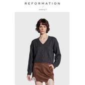 About 现货 Reformation小众极简美利奴羊毛混纺麻花毛衣上衣