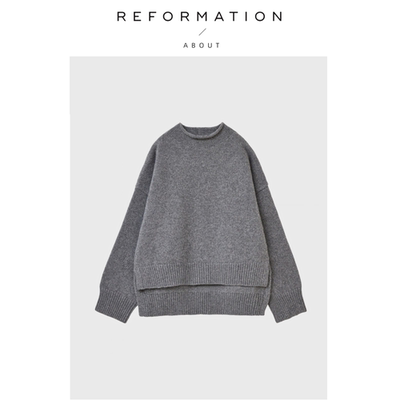 【现货】About Reformation羊毛衫毛衣大开叉斗篷式廓形羊绒针织
