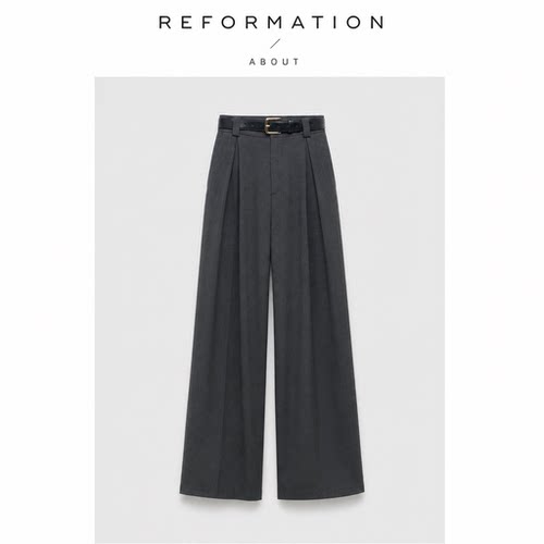 【现货】About Reformation裤子女宽松垂感直筒显高长腿西装裤女