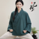 斜襟太极服八段锦女武当道士服装 男道袍练功服棉麻居士汉服禅服秋
