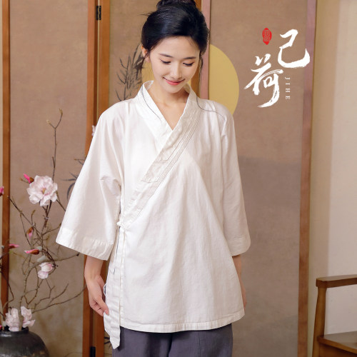 己荷原创棉麻道士服纯棉练功夫女