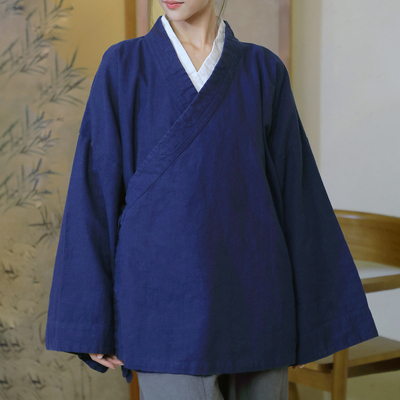 武当山服饰王也同款棉麻交领右衽剑领道服练功居士服男女款秋上衣