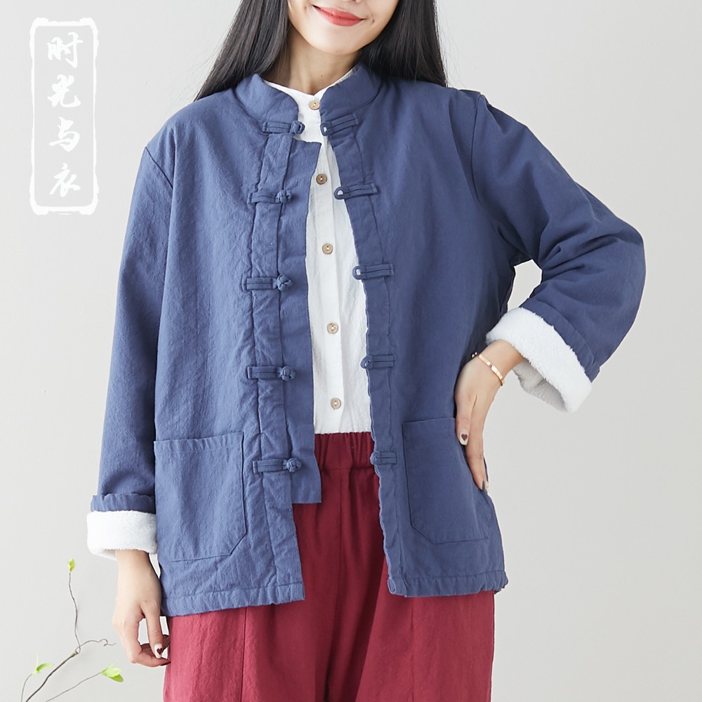 佛系加绒加厚唐装复古春秋禅修服