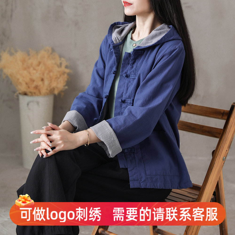 文艺复古连帽夹克男女同款唐装