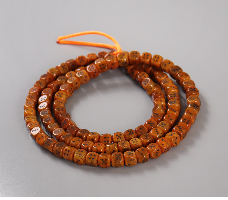 藏传老牛骨骰子珠108颗念珠 藏式佛珠长手串男女 本命年手链