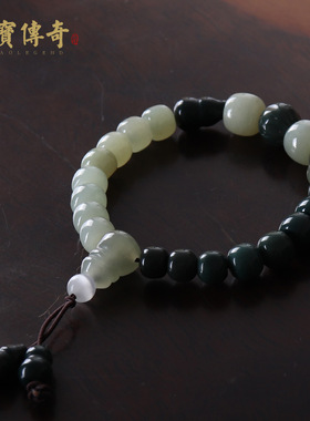 【一物一图】和田玉老型珠手链 单圈阿拉善手串男女 原创饰品