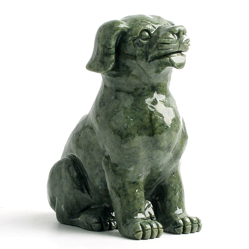 玉石金狗摆件石雕玉狗