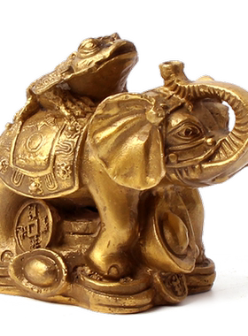 象上蟾吸水象吸财铜大象摆件