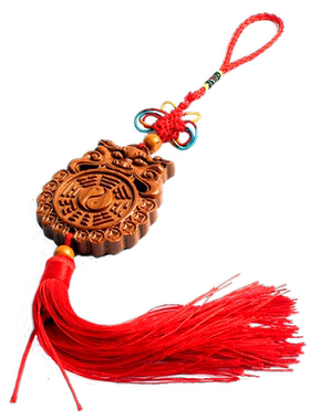 桃木兽头八卦镜挂件卫生间