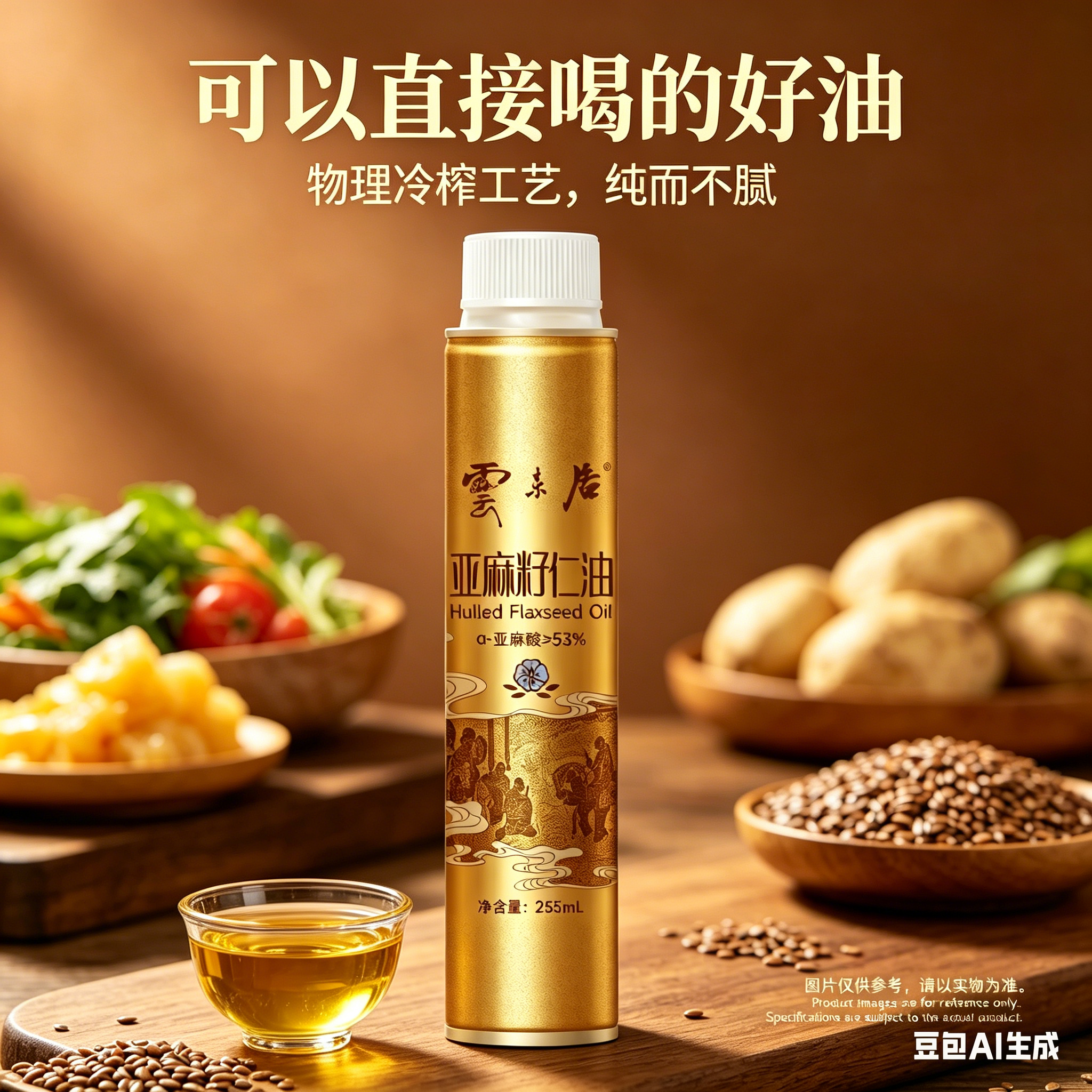 可以喝的云来居亚麻籽油高端一级冷榨诚致原