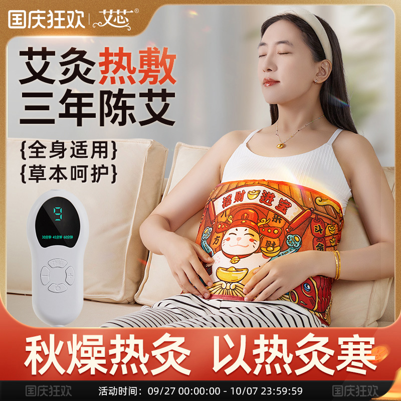 艾芯正品艾草热敷包电加热理疗袋艾绒艾灸腰部宫暖肩颈家用非粗盐