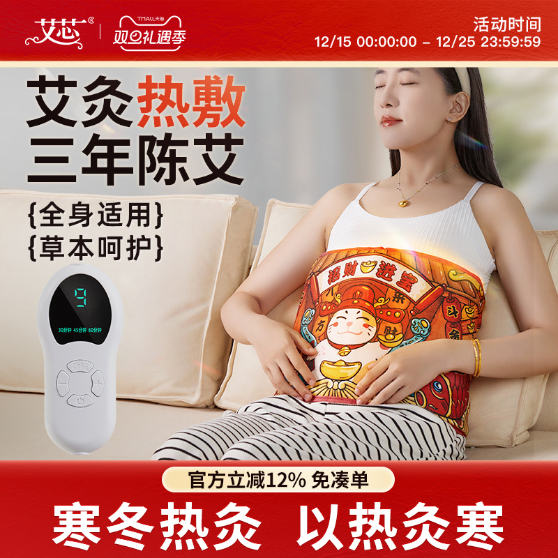 艾芯正品艾草热敷包电加热理疗袋艾绒艾灸腰部宫暖肩颈家用非粗盐