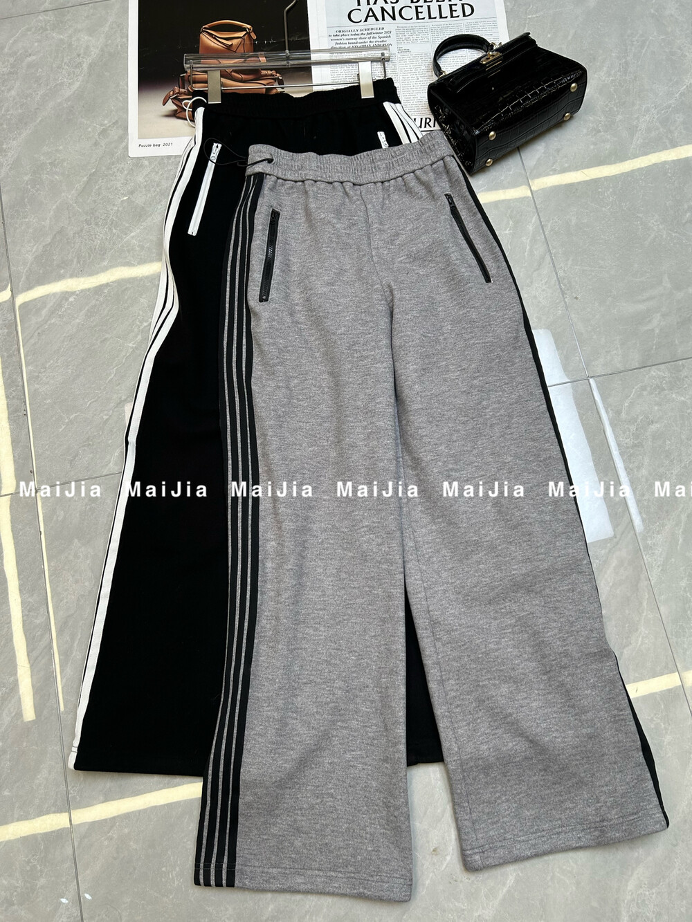 25冬上新时尚洋气减龄百搭显瘦抽绳侧边条纹加厚卫裤长腿裤休闲裤