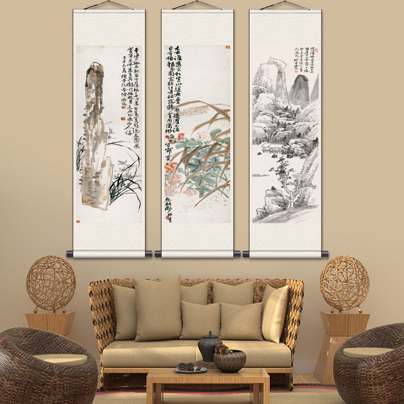 陈师曾国画兰花花鸟画装饰字画茶楼古典挂画名家丝绸画绢布水墨画