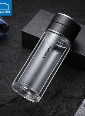 乐扣乐扣茶水分离双层玻璃泡茶杯男士家用高颜值商务高硼硅水杯子