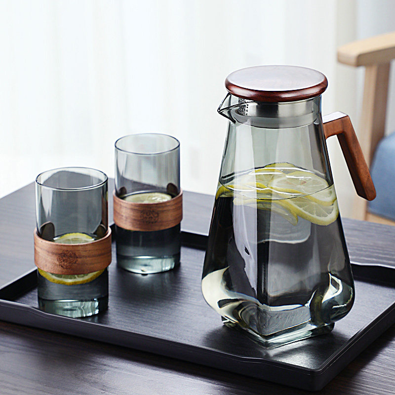 家用冷水壶套装水具套装高级感玻璃水壶耐高温玻璃凉水壶水杯套装