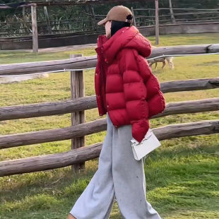 红色棉服女款爆款2026新款加厚棉衣短款宽松冬季外套反季羽绒棉袄