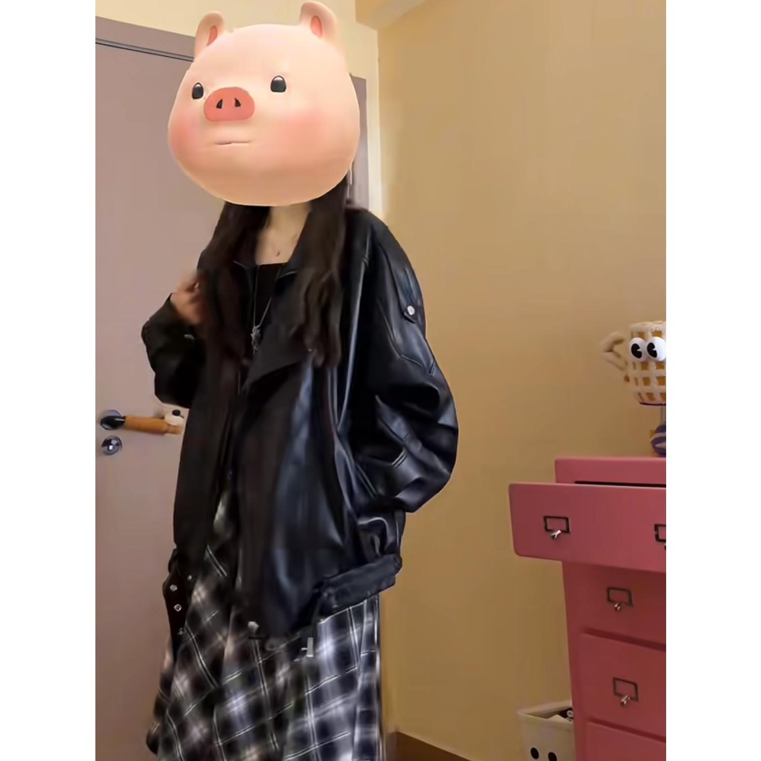 黑色皮衣外套女2025新款秋季酷飒风独特超好看机车复古夹克