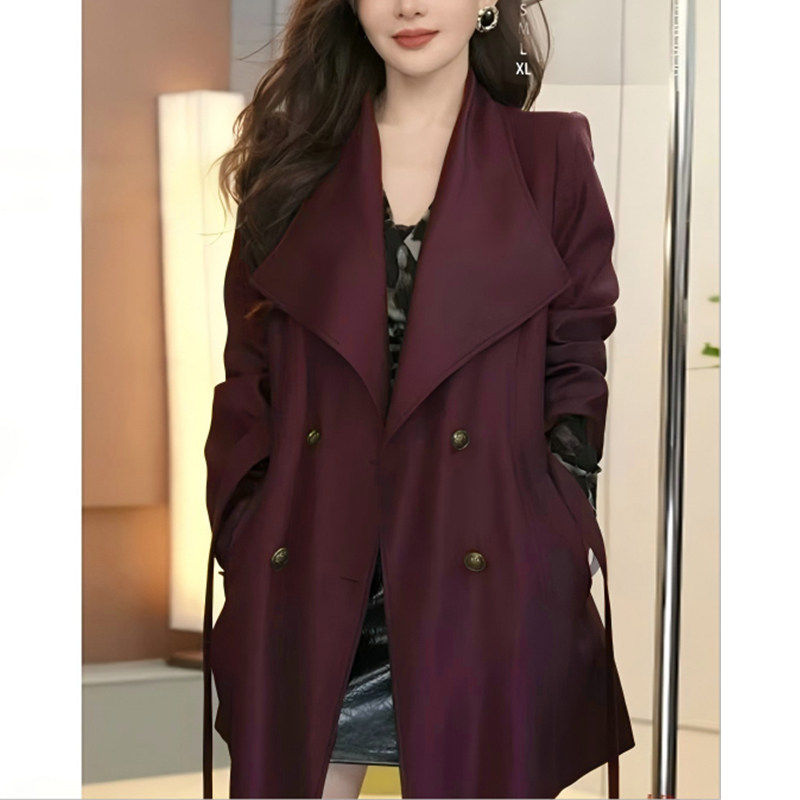风衣秋冬女羽绒感收腰2026新款显瘦大衣气质外套高级扣中长款双排
