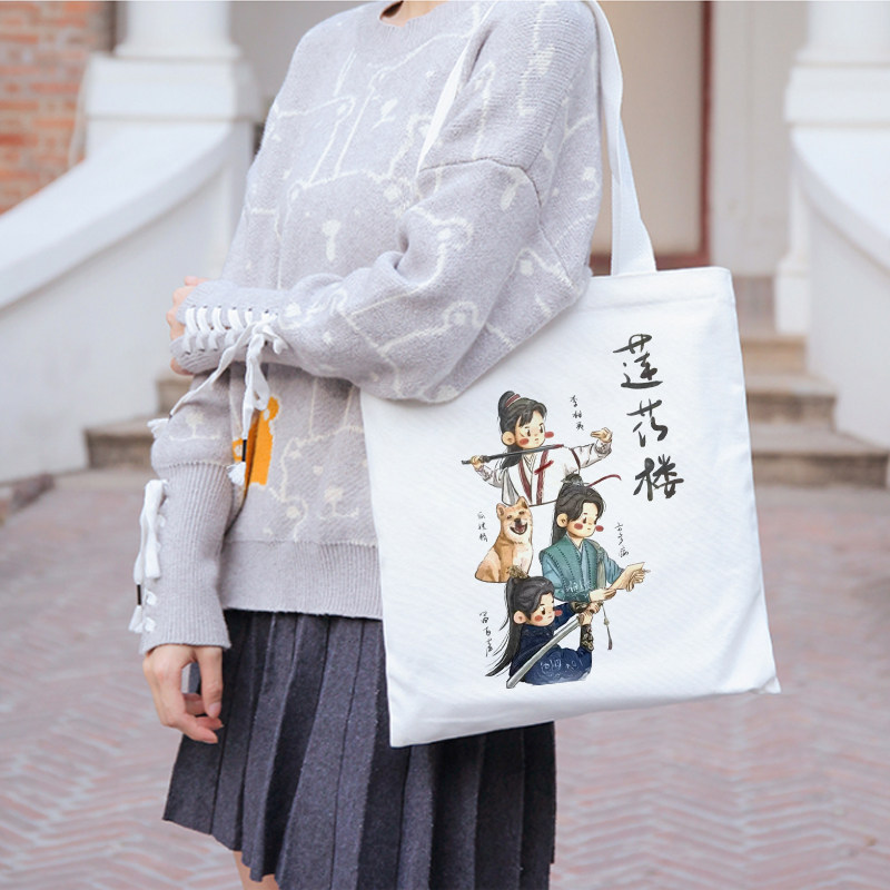 莲花楼成毅同款单肩包李莲花陈都灵夏季宽松电视剧周边帆布袋新款 - 实物图