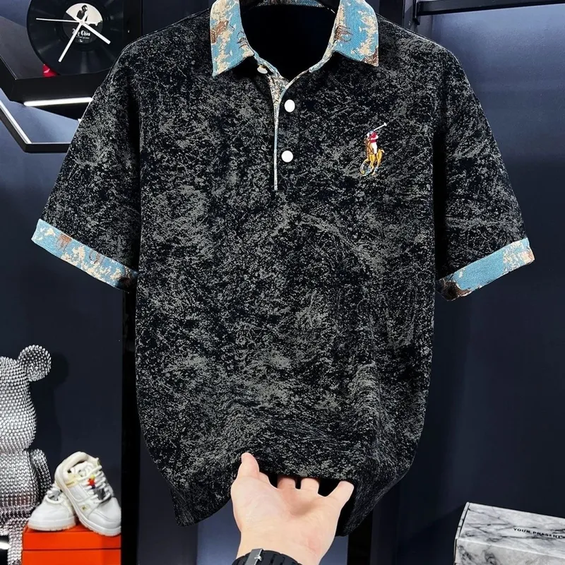 男士时尚刺绣短袖POLO衫夏季