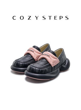 COZY STEPS可至春新休闲舒适女款乐福鞋厚底Q弹增高时尚潮流单鞋