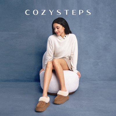 COZY STEPS可至 穆勒饼干厚底雪地靴外穿加绒懒人毛毛鞋26新品