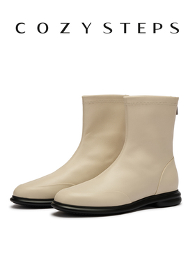 COZY STEPS可至25新秋冬女轻便复古时尚切尔西靴圆头百搭英伦靴子
