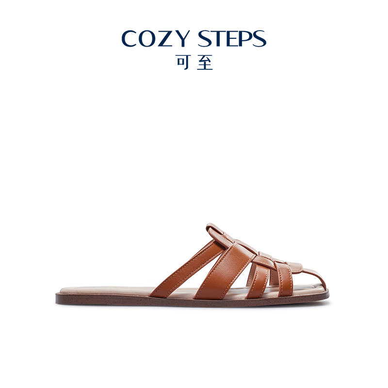 COZY STEPS可至新品夏季休闲方头平底罗马拖鞋女式凉鞋外穿6036-封面