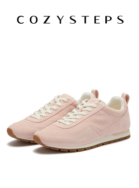 COZY STEPS可至女士26春季新款复古牛反绒休闲鞋薄底系带跑鞋