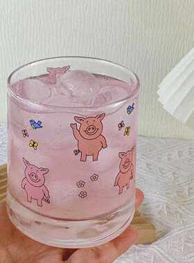 玛莎猪粉色耐热玻璃水杯