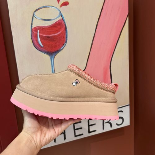 河南桑坡雪地靴女士牛皮羊毛松糕比心塔茨TAZZ超模款一脚蹬民族风