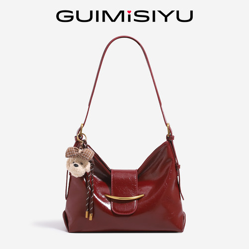 GUIMISIYU红色新娘包结婚包包2026新款大容量单肩斜跨包腋下包女