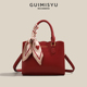 GUIMISIYU2026新款 红色托特包大容量单肩新娘包婚礼斜跨妈妈包