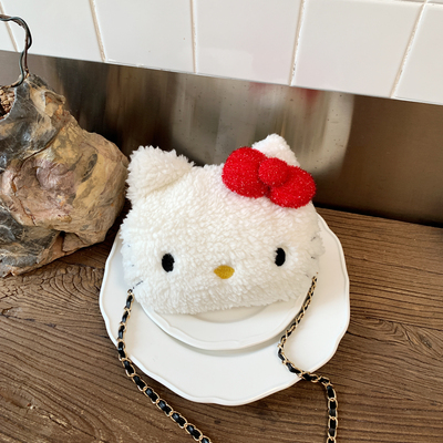 日系可爱卡通斜挎毛绒链条包
