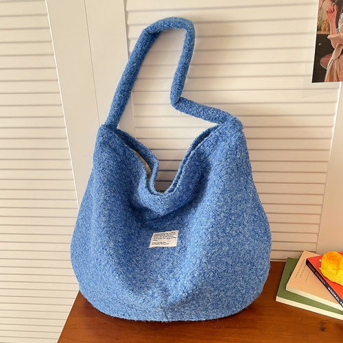 大容量毛呢托特包慵懒风女式大包