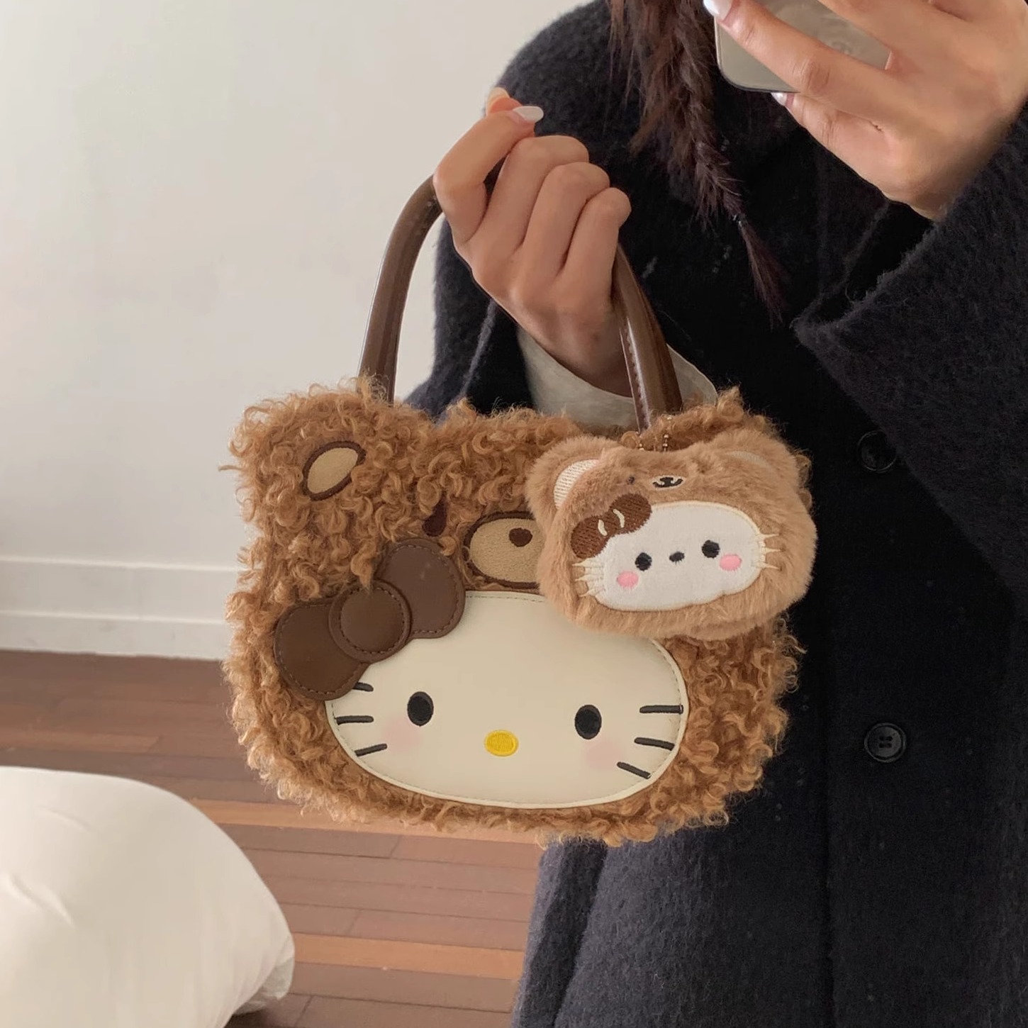可爱毛绒kt手提小包包卡通斜挎包