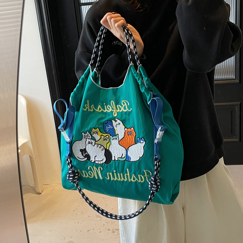 日系通勤托特包环保刺绣购物袋女