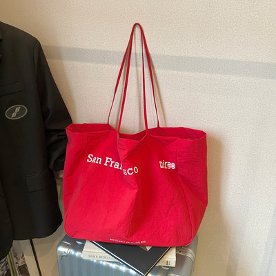 小众设计红色包包女大容量托特包