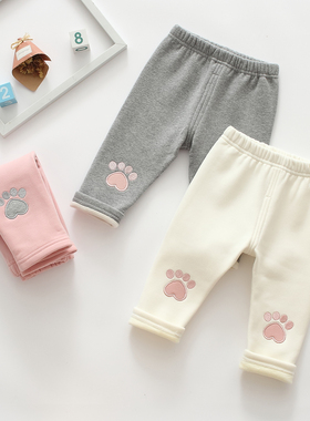 男女宝宝纯棉加绒打底裤婴幼儿大屁屁开档无骨保暖裤1-3岁秋冬薄2