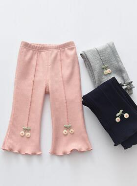 秋冬女宝宝洋气开裆加绒宽松保暖裤婴儿微喇薄绒韩版休闲阔腿2岁1