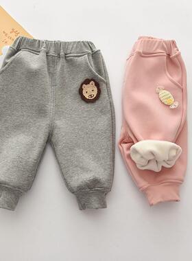 秋冬保暖宽松休闲运动加绒开裆长裤婴儿外穿大屁屁男女宝宝PP1岁2