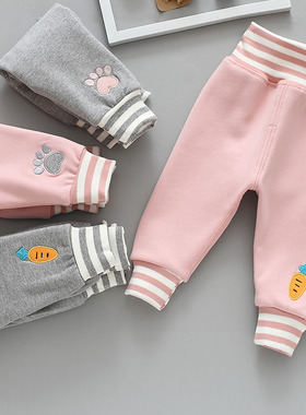 男女宝宝秋冬高腰加绒保暖裤婴幼儿外穿可开档纯棉无骨护肚一体绒