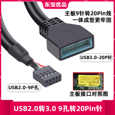 USB2.0转3.0主板机箱前置9/20pin