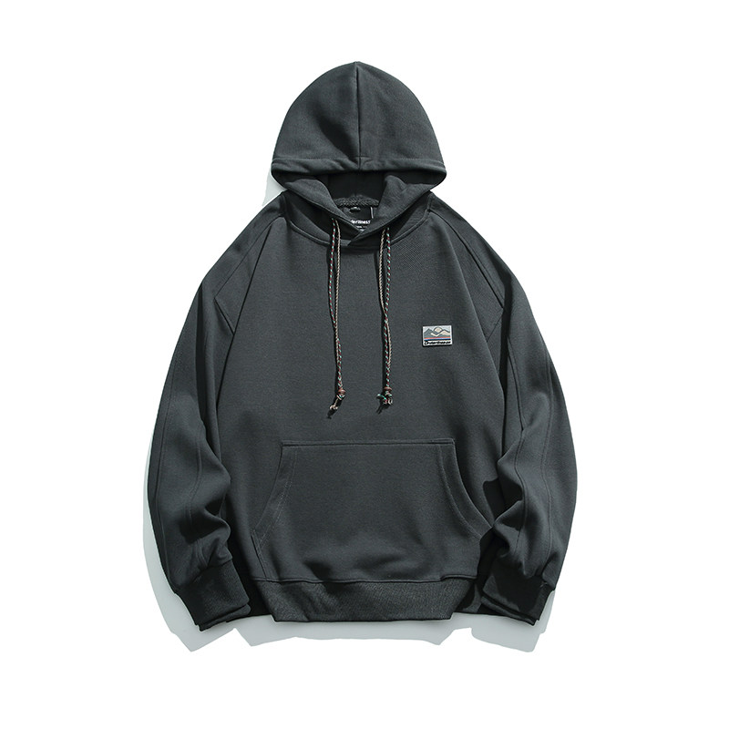 2026秋季新款男装日系原创基础款贴布宽松套头连帽卫衣WY502-F85,男装卫衣,电商A101（原外27）