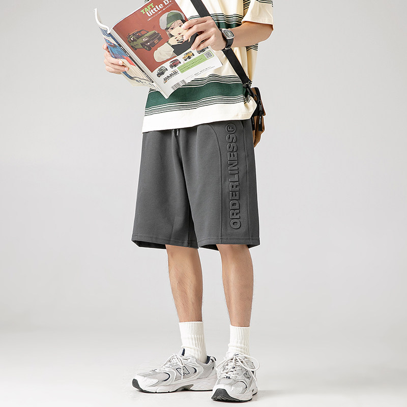 2026夏新款男日系字母印花运动休闲短裤宽松直筒五分裤DK202-F60图片