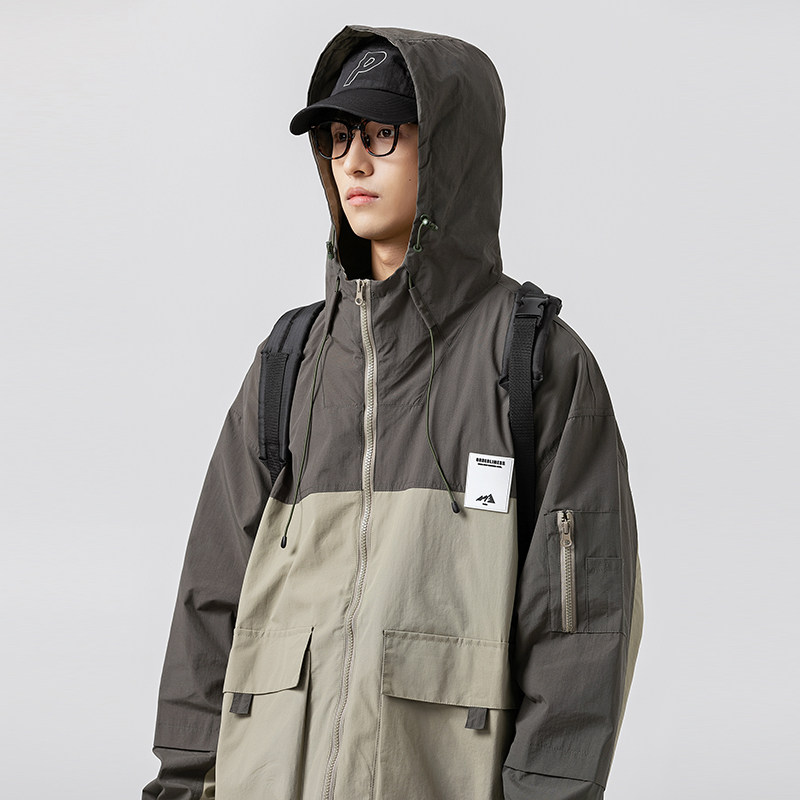 2026秋季新款男装日系潮牌拼接撞色工装连帽外套夹克JK508-F115,男装夹克,电商A101（原外27）