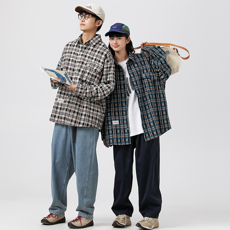 2026秋季新款男装日系潮牌加厚格子衬衫复古长袖衬衣CS258-F78,男装衬衫,电商A101（原外27）