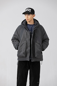 2026冬季新款男日系潮牌纯色宽松休闲连帽棉服加厚外套MY326-F195图片