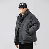2026冬季新款男日系潮牌纯色宽松休闲连帽棉服加厚外套MY326-F195，男装棉衣，电商A101（原外27）
